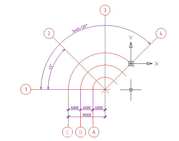 CAD drawing Array of polar axes 14