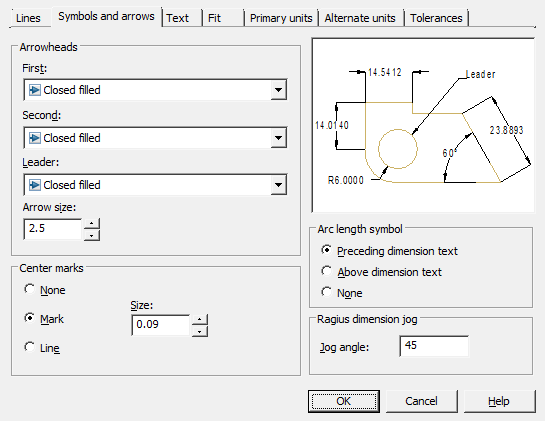 CAD drawing Modify dimension style 2