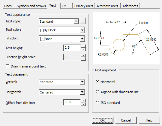 CAD drafting Modify dimension style 3