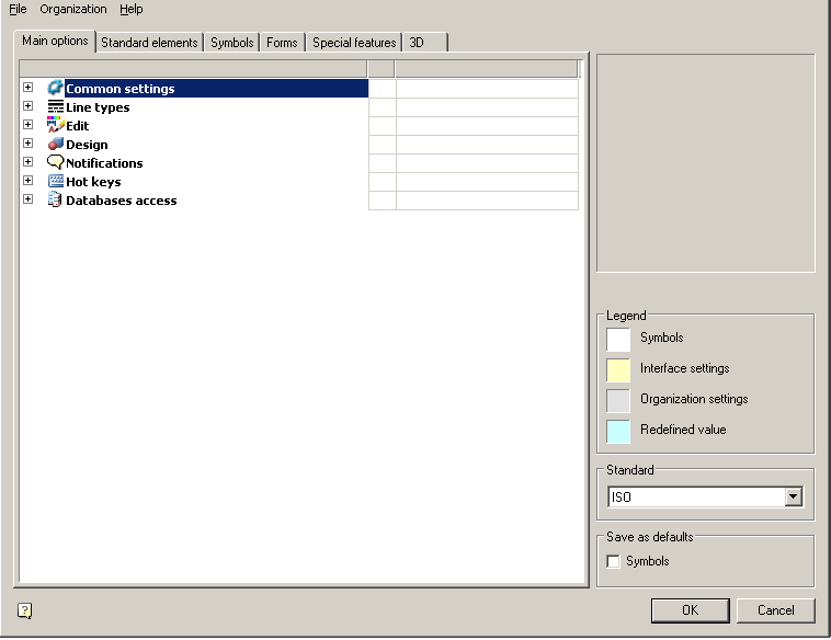 CAD drafting Main options 0