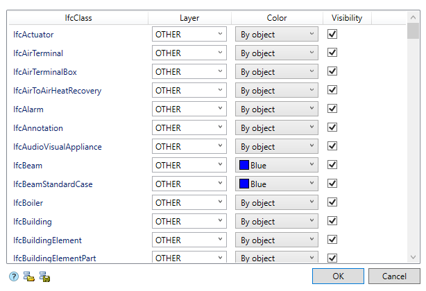 CAD drafting IFC import settings 0