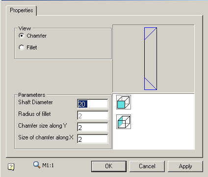 CAD drawing Shaft chamfer 8