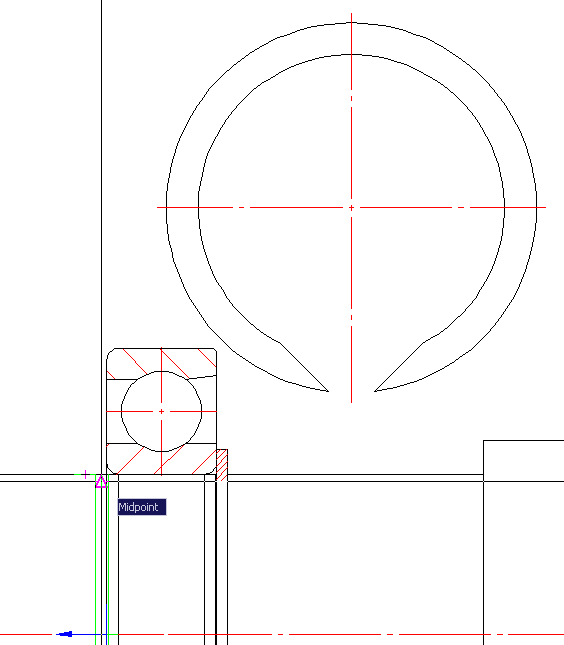 CAD drafting Placement of the retaining ring 0