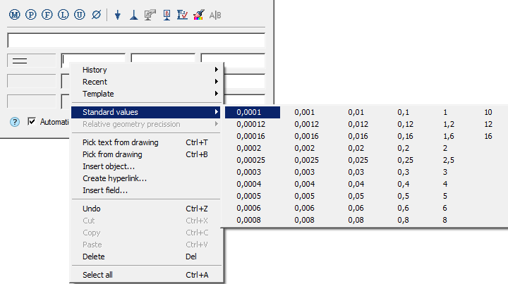 CAD software Feature control frame 19