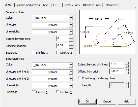 CAD software Modify dimension style 1