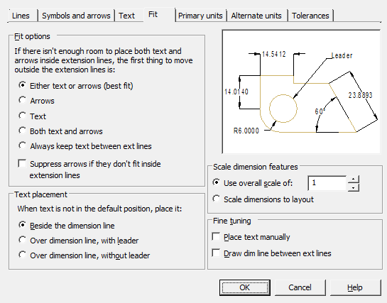 CAD software Modify dimension style 4