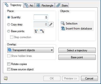 CAD drafting Arrays along an arbitrary path(Trajectory) 0