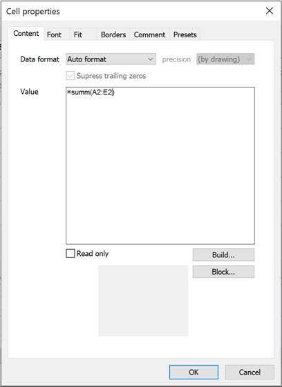 CAD drawing Cell Properties dialog 2