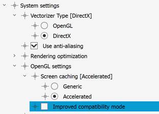 CAD drafting Graphics Hardware Acceleration Settings 0