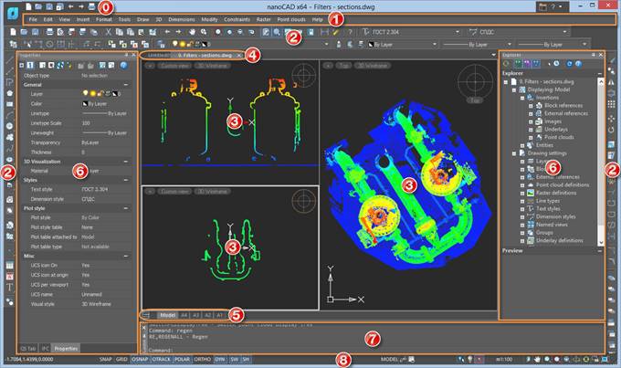 CAD drawing nanoCAD User Interface 2