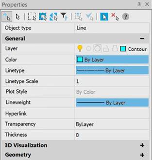 CAD drafting “Properties” Bar 24