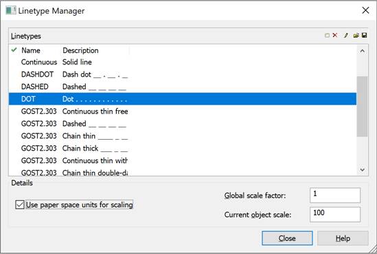 CAD drawing Linetypes Dialog 2
