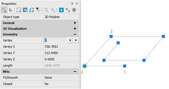CAD drawing 3D Polyline 5