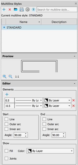 CAD drawing Multiline Styles 5