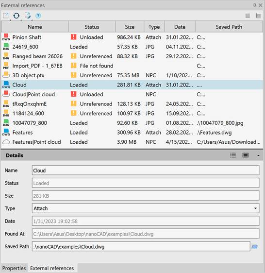 CAD software External References Toolbar 7
