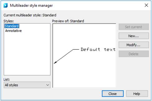 CAD drawing Multileader Style Manager 5