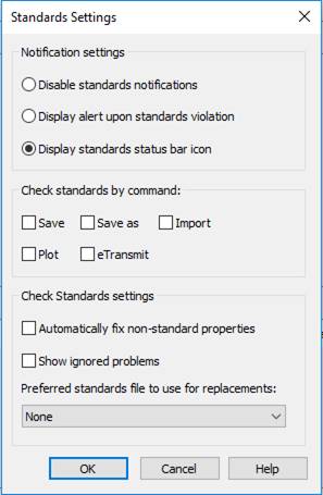 CAD software Standards Check Options 10