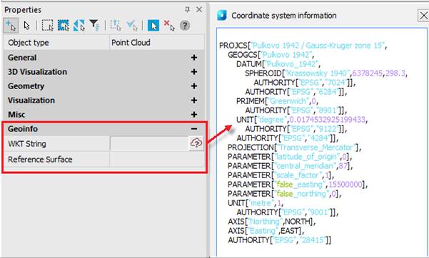CAD drafting Recalculation of Point Cloud Coordinates by EPSG 12