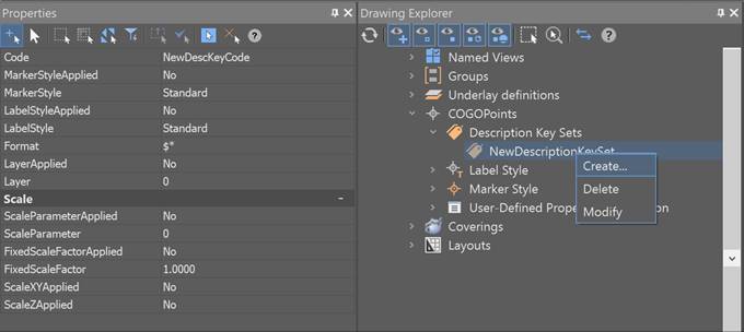 CAD software Creating a description key 1